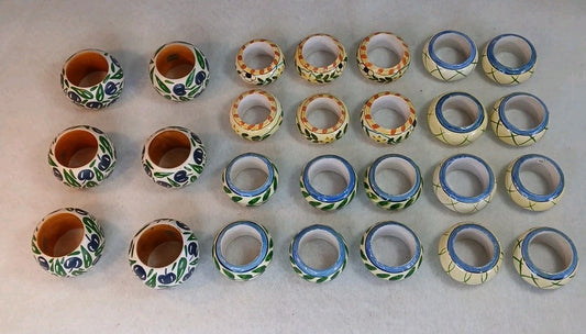 4 Sets Of Wood napkin Holders , 4 Seperate Designs Hand Painted (16) Lot