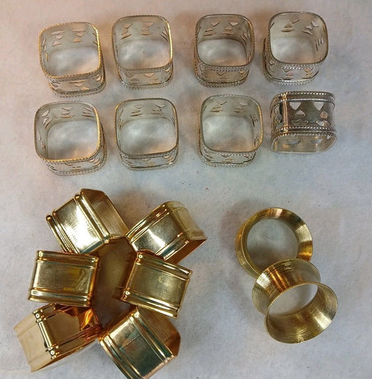3 Sets Of Metal Napkin Holders , 3 Seperate Designs Made Hong Kong Vtg Lot (14)
