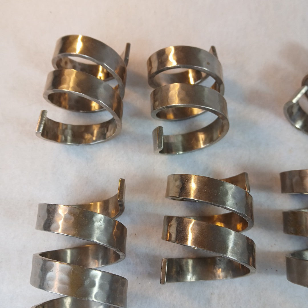11 Metal Iron Hand Pounded Napkin Rings. Vintage. Modern Masculine Design