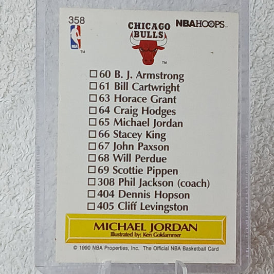 1990-91 NBA Hoops - Art Card Team Checklist #358 Michael Jordan Ken Goldammer