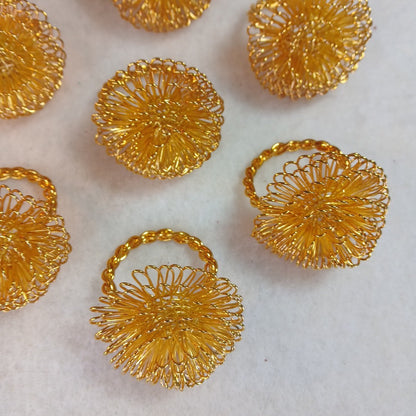 12 Gold Star Burst Metal Napkin Rings Dinner Table Braided Flower Napkin Holders