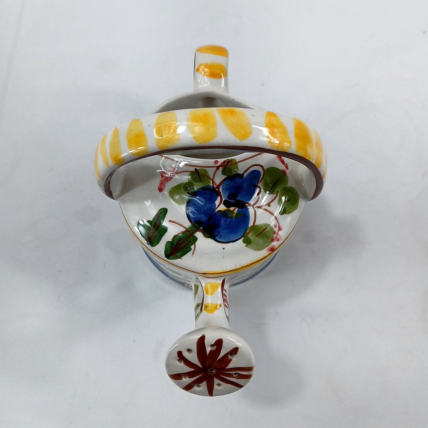 7" Jay Willfred Portugal Hand Painted Ceramic Watering Can Floral Decor Vase