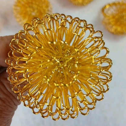 12 Gold Star Burst Metal Napkin Rings Dinner Table Braided Flower Napkin Holders