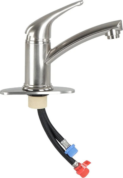 💧Empire Faucets 9in Nickel Single Lever Bathroom Faucet One Hole Installation💧