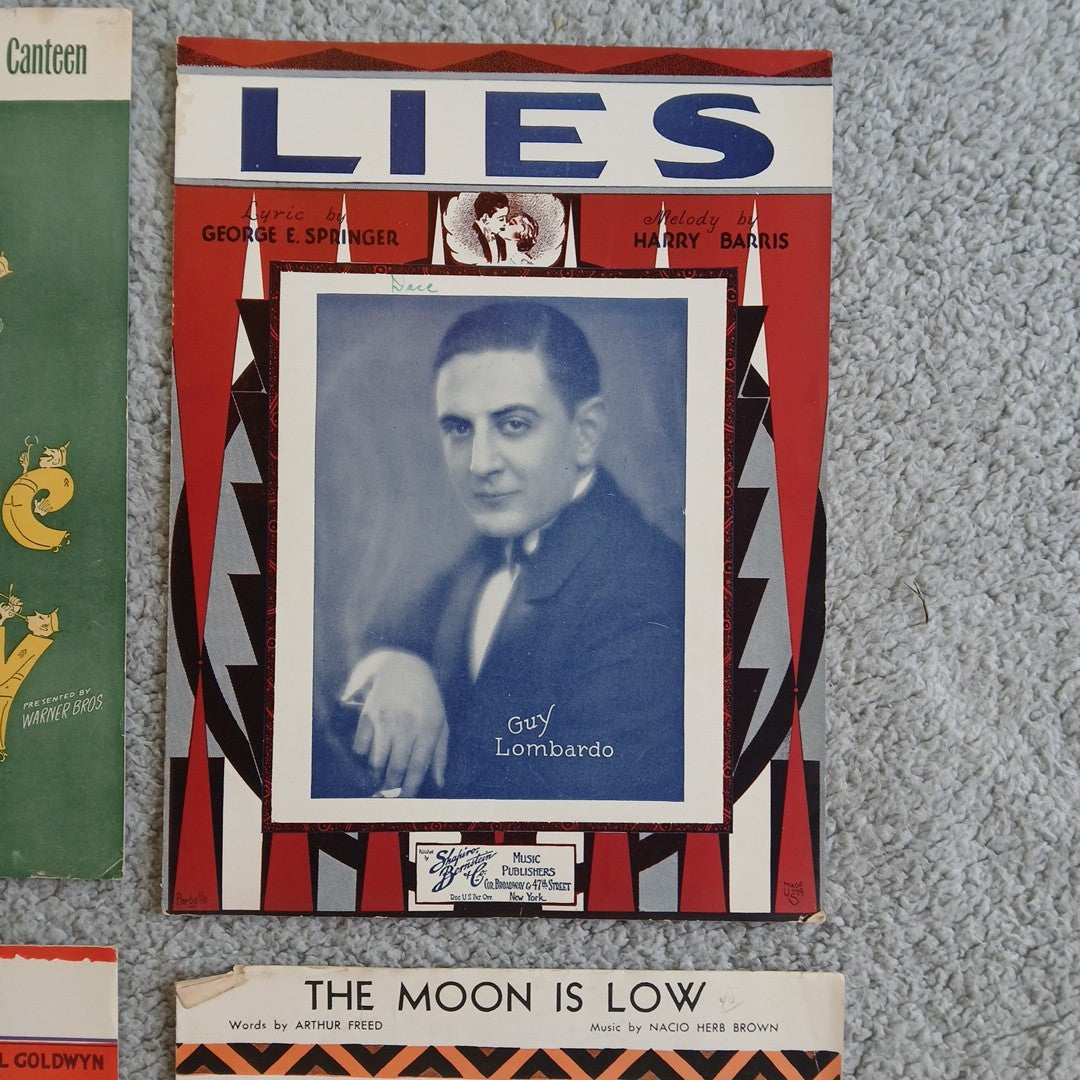 16pc Lot 1920-43 Antique Music Sheet Music. Retro Graphics Theater Design Vtg