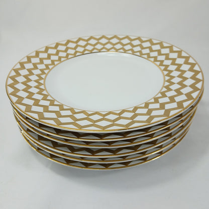 🍽️ Set of 6 Z Gallerie Helios Gold Porcelain Salad Plates 8" New Never Used 🍽️