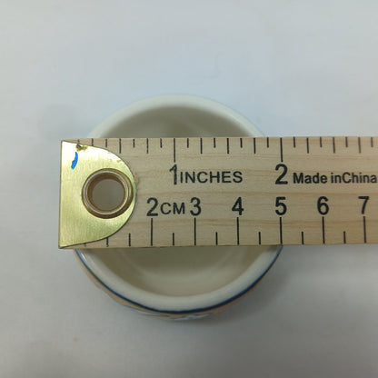 💛 Hand Painted Blue Yellow Floral Ceramic Condiment Jars & Spoons Set of 6 💛