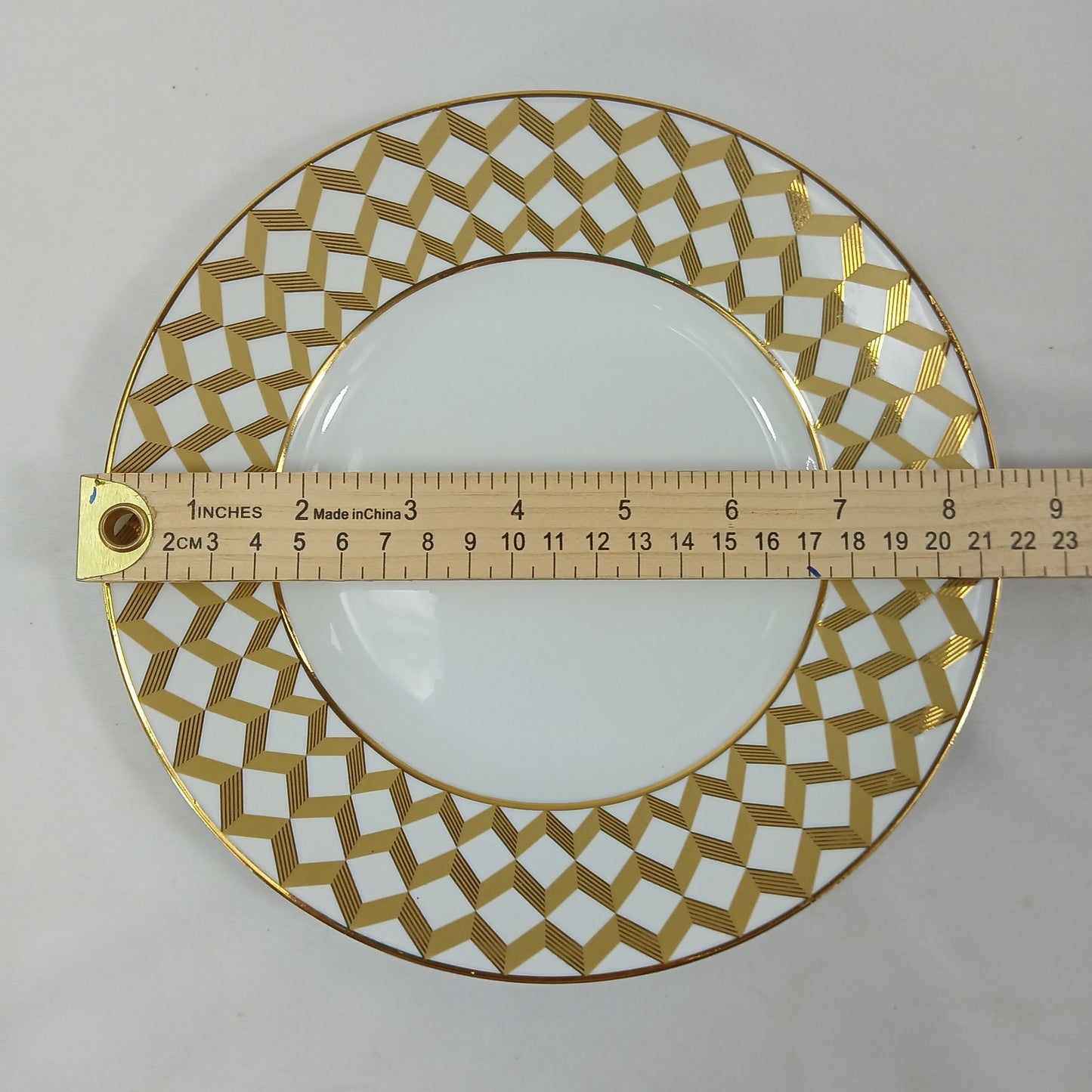 🍽️ Set of 6 Z Gallerie Helios Gold Porcelain Salad Plates 8" New Never Used 🍽️