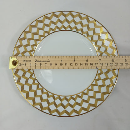 🍽️ Set of 6 Z Gallerie Helios Gold Porcelain Salad Plates 8" New Never Used 🍽️