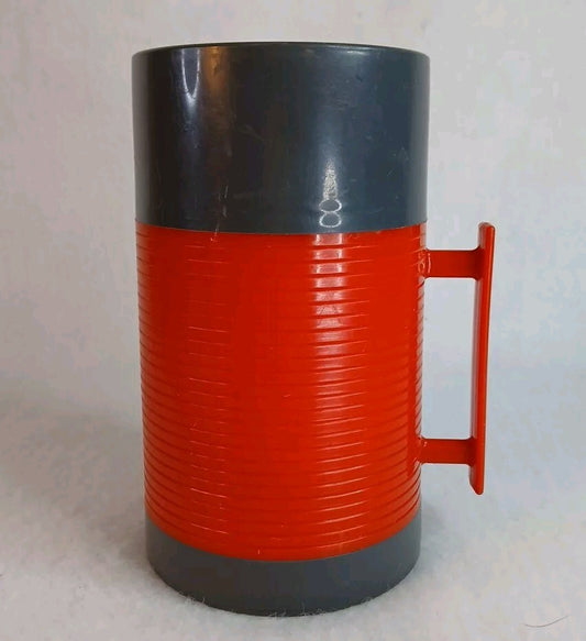 1960s Red Grey Aladdin Dura Clad Wide Travel Thermos Bottle Container #2640 Pint