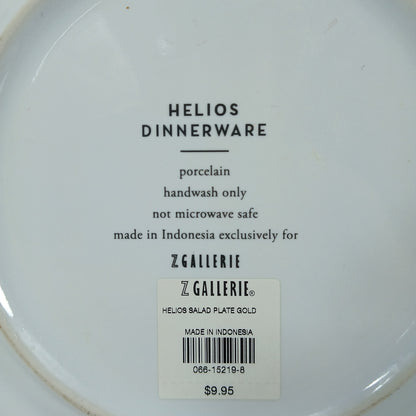 🍽️ Set of 6 Z Gallerie Helios Gold Porcelain Salad Plates 8" New Never Used 🍽️