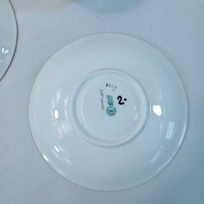 Royal Cauldon England Floral Double Handle Soup Bowls with Saucers Set of 3