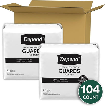 💪Depend Fresh Protection Incontinence Guards Bladder Control Pads for Men 104ct