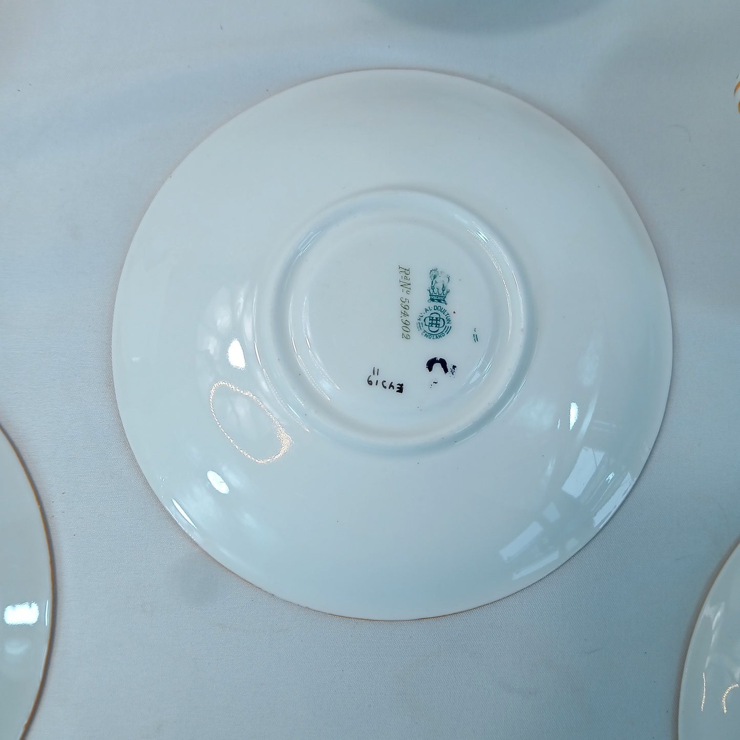 Royal Cauldon England Floral Double Handle Soup Bowls with Saucers Set of 3