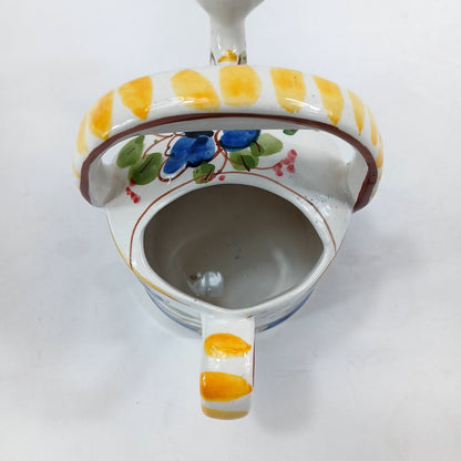 7" Jay Willfred Portugal Hand Painted Ceramic Watering Can Floral Decor Vase