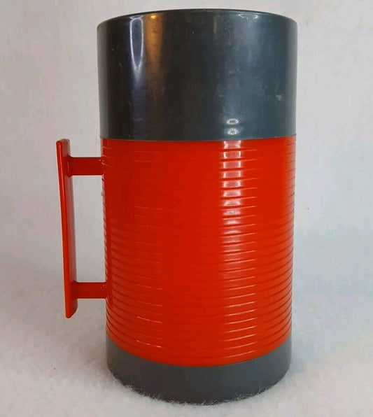 1960s Red Grey Aladdin Dura Clad Wide Travel Thermos Bottle Container #2640 Pint