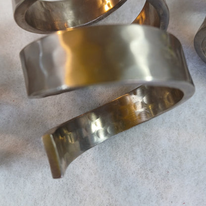 11 Metal Iron Hand Pounded  Napkin Rings. Vintage.  Modern Masculine Design