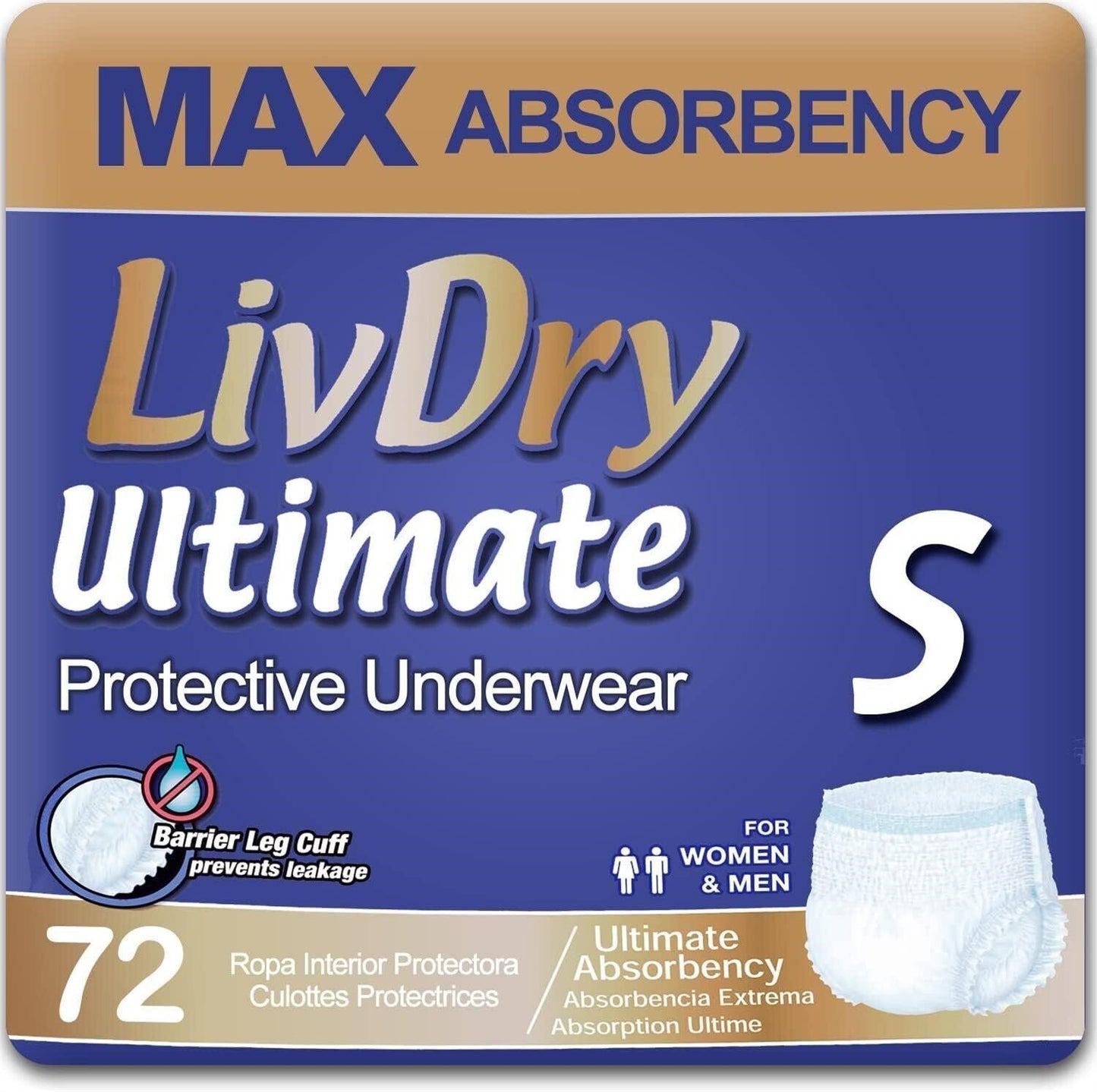 72 Count LivDry Adult Incontinence Underwear Small - Extra Absorbency Adult