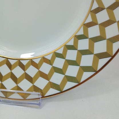 🍽️ Set of 6 Z Gallerie Helios Gold Porcelain Salad Plates 8" New Never Used 🍽️