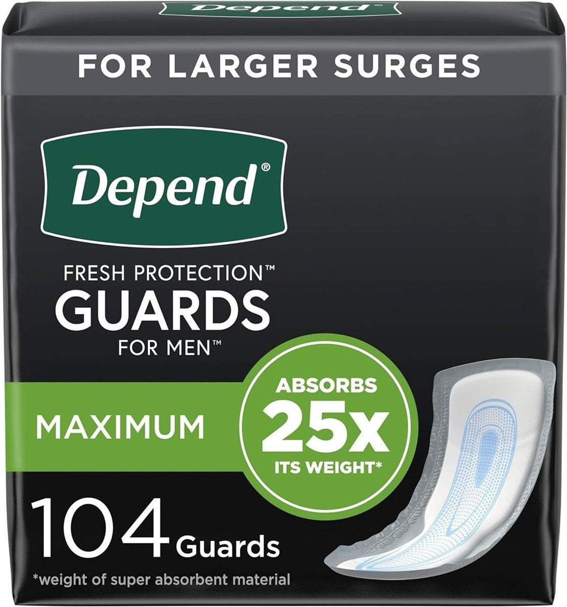 💪Depend Fresh Protection Incontinence Guards Bladder Control Pads for Men 104ct