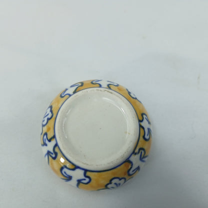 💛 Hand Painted Blue Yellow Floral Ceramic Condiment Jars & Spoons Set of 6 💛