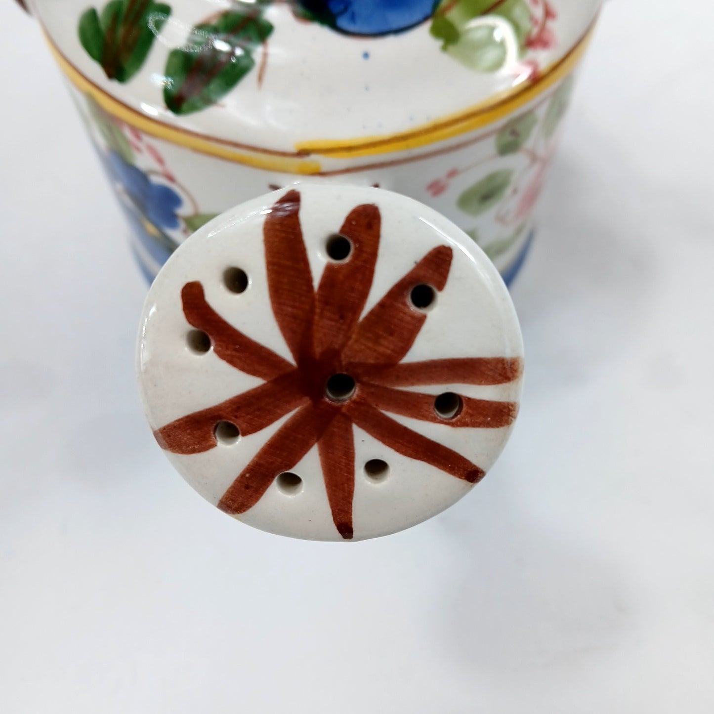 7" Jay Willfred Portugal Hand Painted Ceramic Watering Can Floral Decor Vase