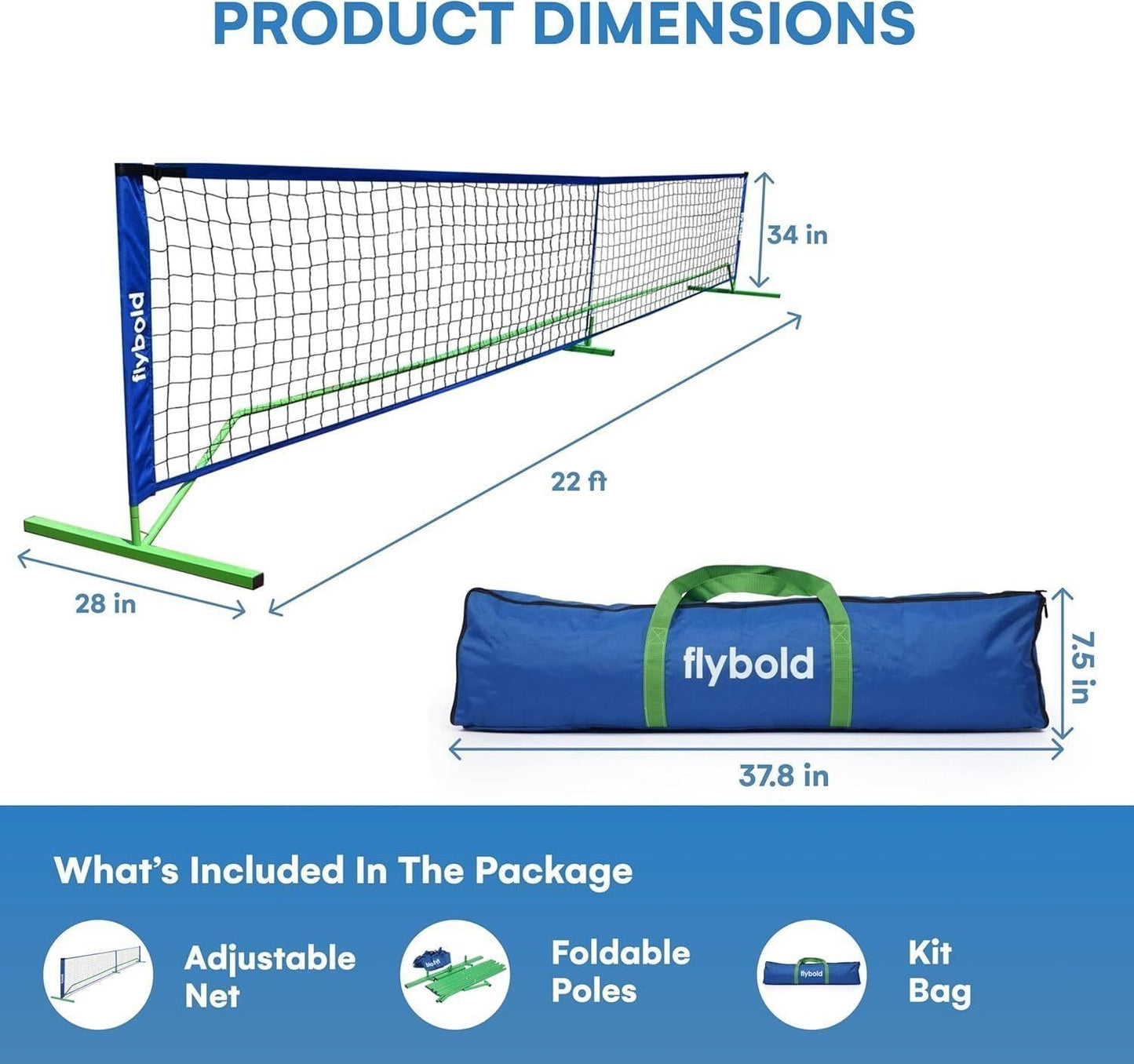 🏓Flybold Portlable Pickleball Net Set Lightweight Frame Official Size NEW🏓
