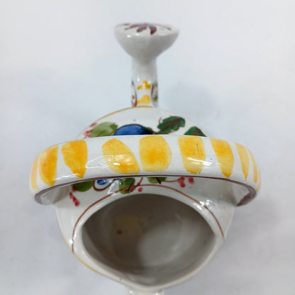 7" Jay Willfred Portugal Hand Painted Ceramic Watering Can Floral Decor Vase