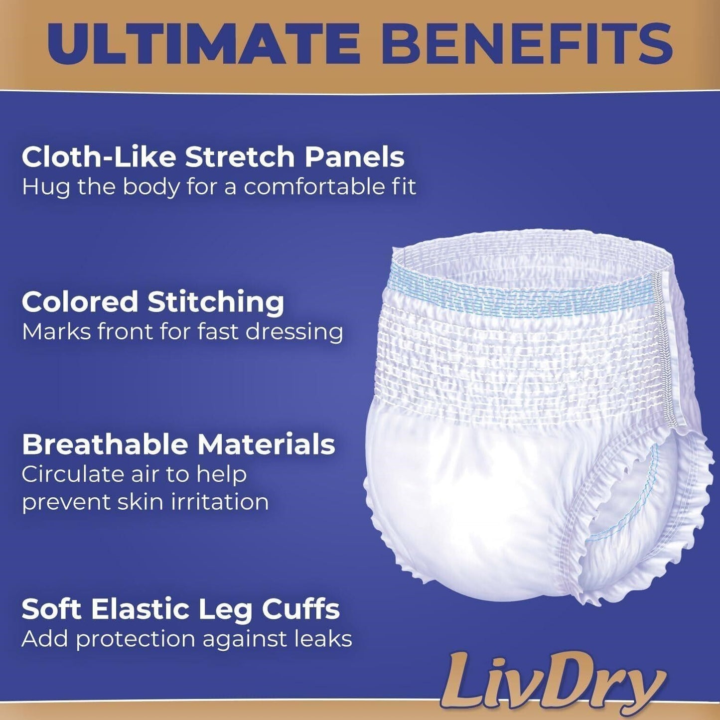 72 Count LivDry Adult Incontinence Underwear Small - Extra Absorbency Adult