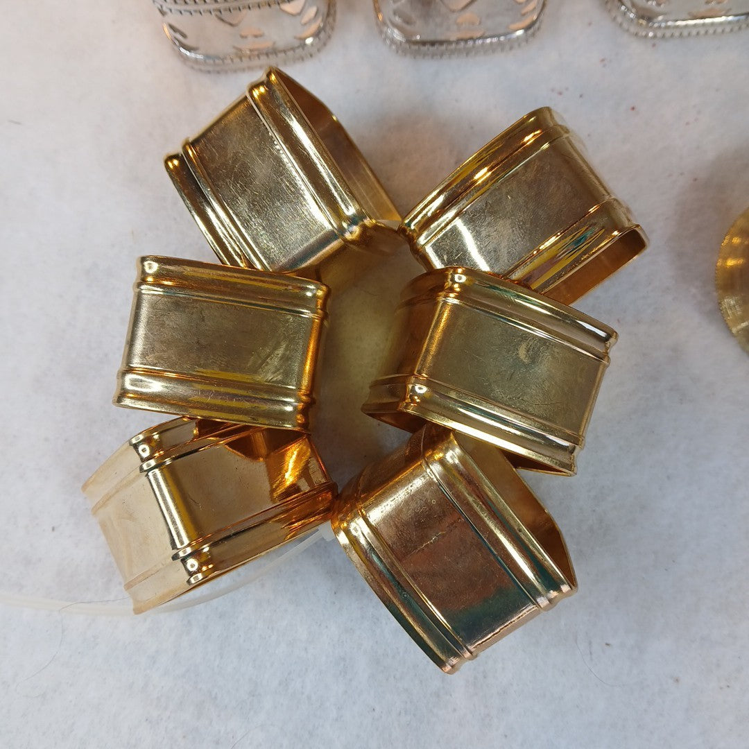 3 Sets Of Metal Napkin Holders , 3 Seperate Designs Made Hong Kong Vtg  Lot (14)