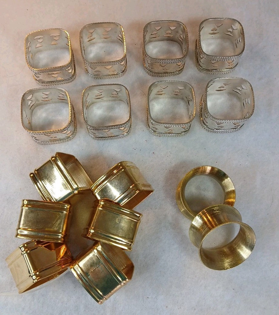 3 Sets Of Metal Napkin Holders , 3 Seperate Designs Made Hong Kong Vtg  Lot (14)