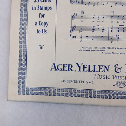 1927 ragtime sheet music SHE DON’T WANNA! by Yellen-Ager-Bornstein