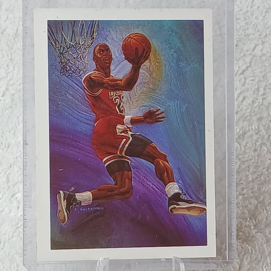 1990-91 NBA Hoops - Art Card Team Checklist #358 Michael Jordan Ken Goldammer